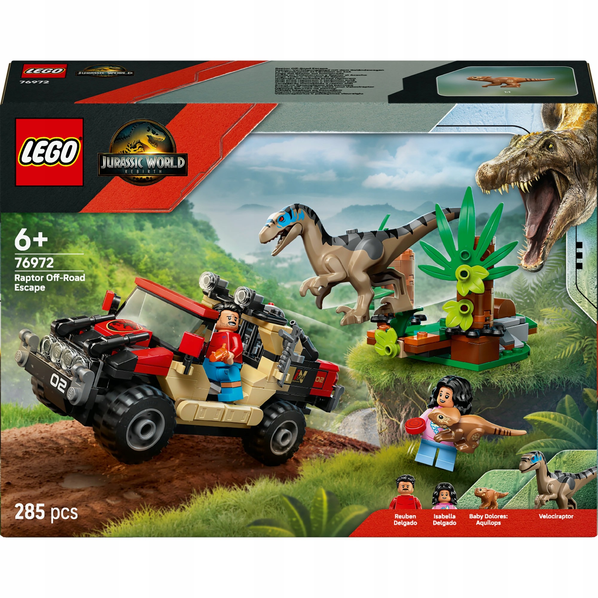 LEGO Jurský svet 76972 Útek Raptora v teréne